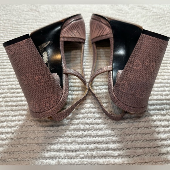 Stuart Weitzman Snakeskin Strappy High Heel Sandals, 3” heel, 8B pink opalescent - Picture 10 of 15